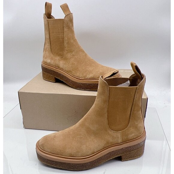 Loeffler Randall Women Raquel Chelsea Boots Brown Platform Suede US 6.5 NEW - Picture 1 of 12